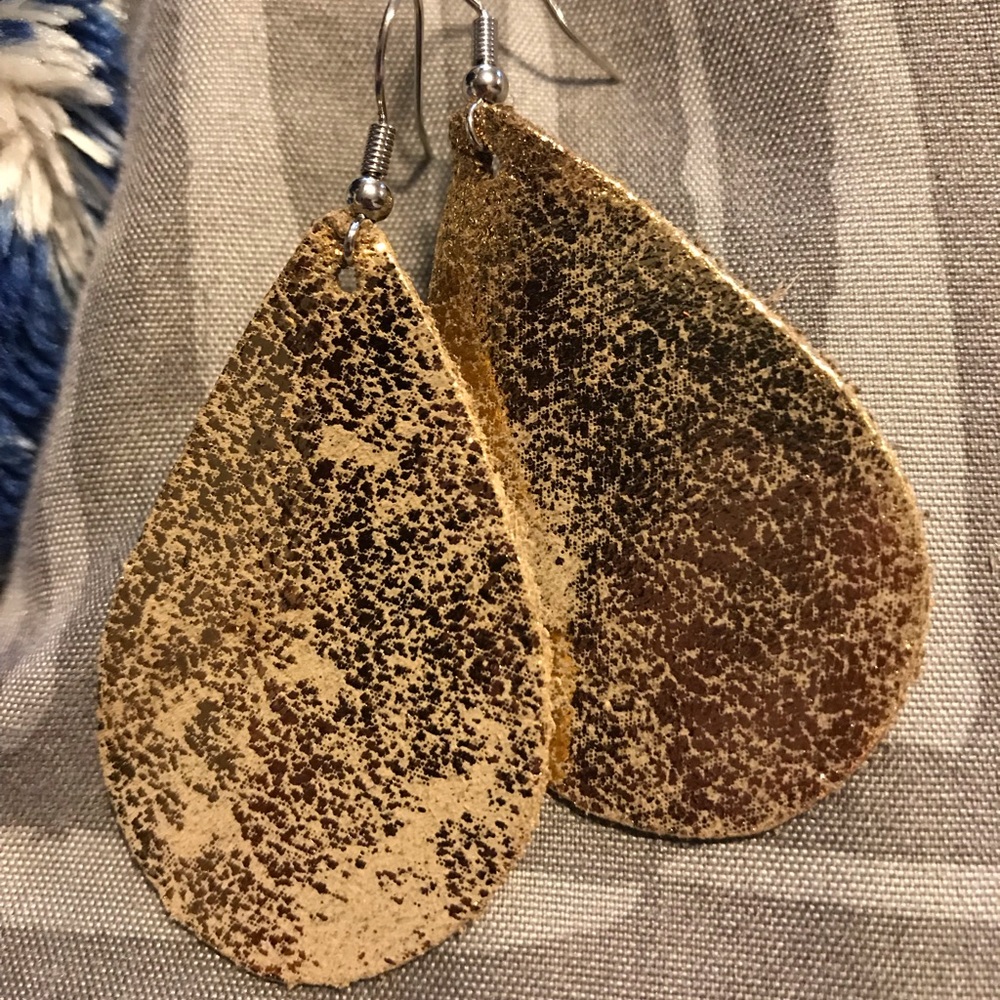 Gold leather earrings